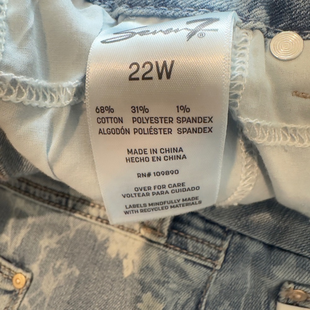 Seven7 Tummyless High Rise Bootcut Jeans Floral Print Blue White Plus Size 22W - Picture 5 of 8